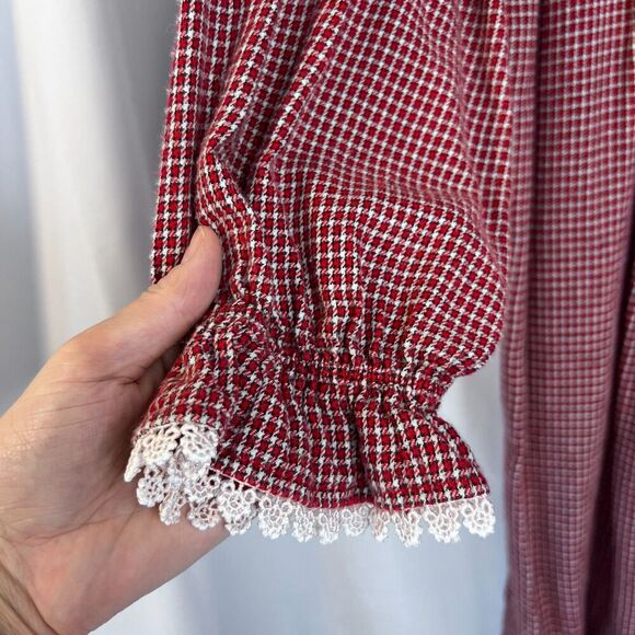 Amanda Stewart Intimates Red Plaid Cotton Cottage Core Flannel Nightgown Large - Picture 2 of 9